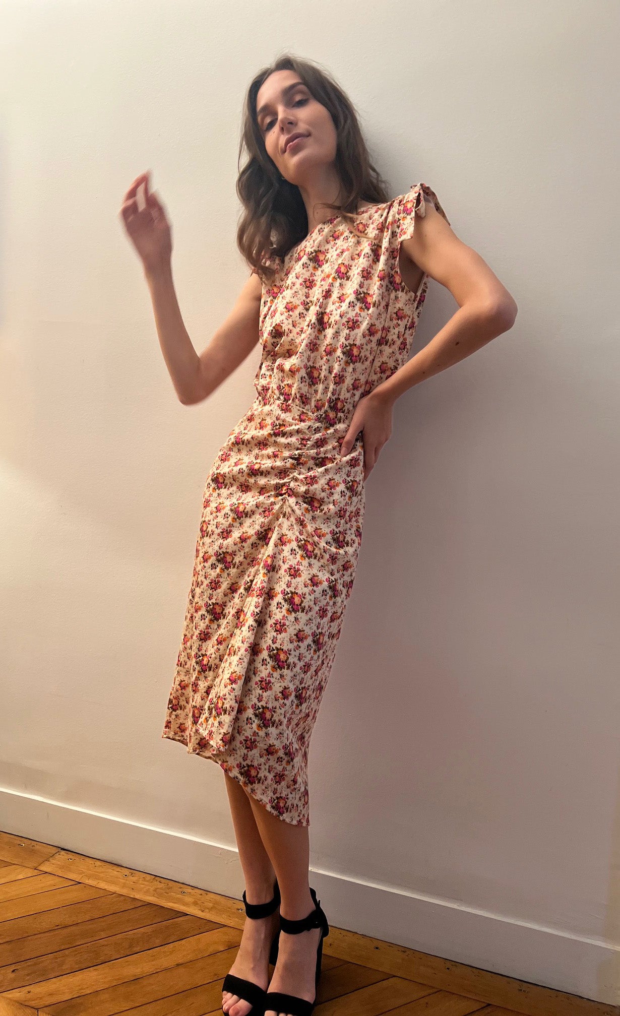 Robe à fleurs en coton élegante pour femme , fabrication France - Rose Desbois