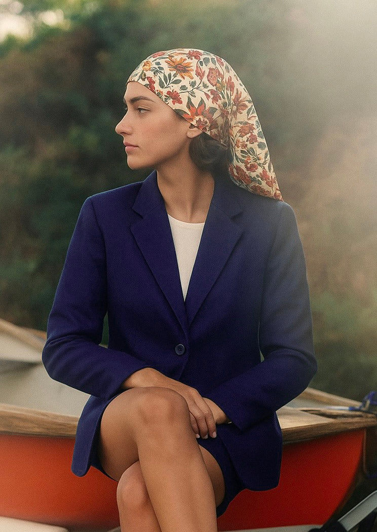 Veste tissée main chevron marine