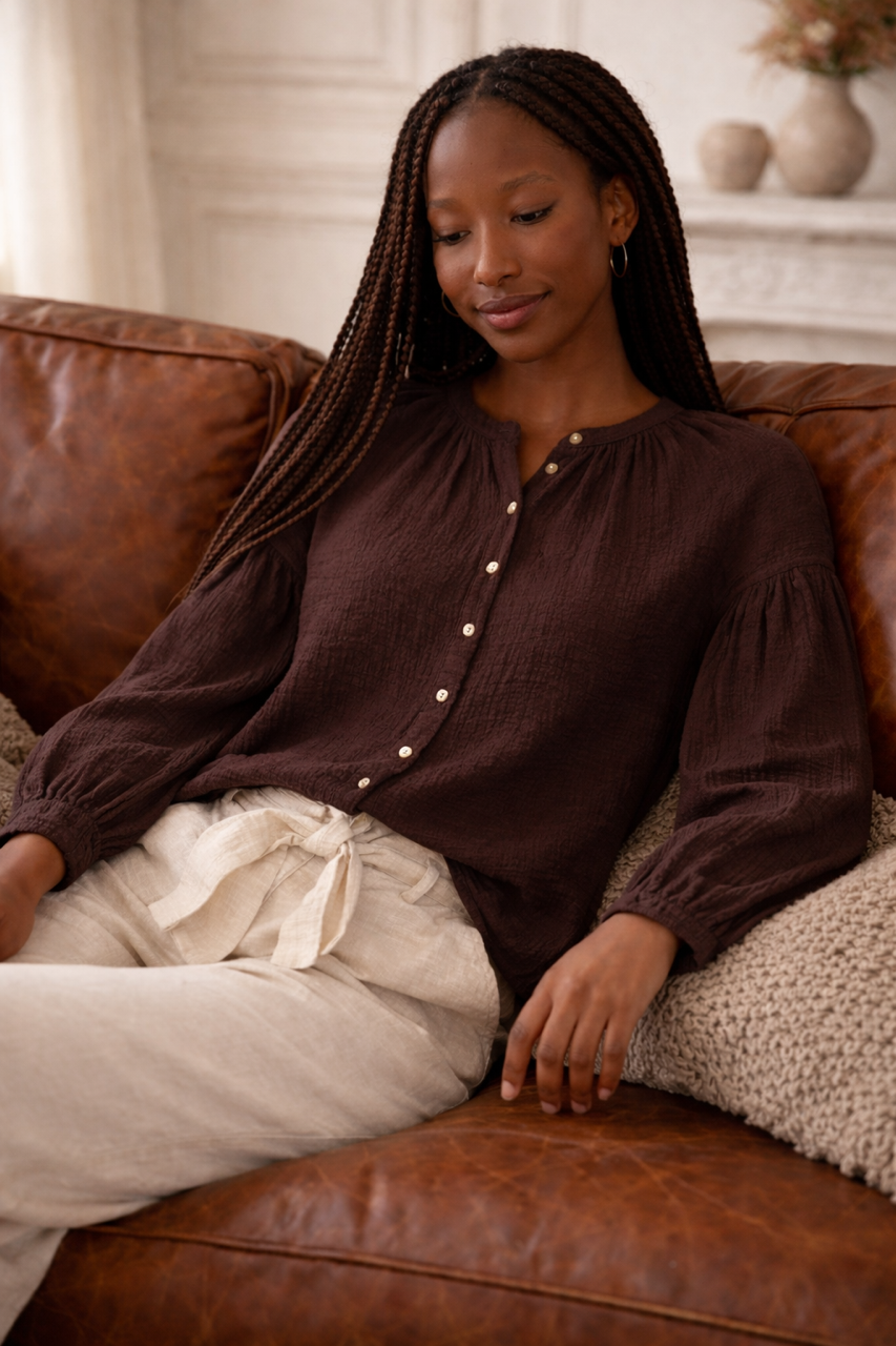 Capsule Love Blouse en gaze de coton Olivia