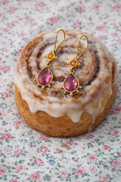 Bloucle d'oreilles Rose et Ambre