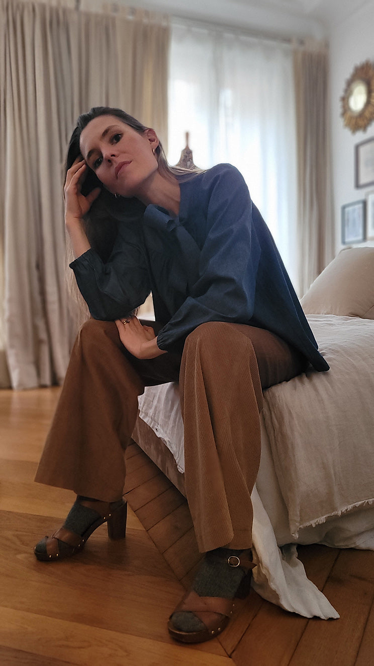 Blouse lavallière rose desbois