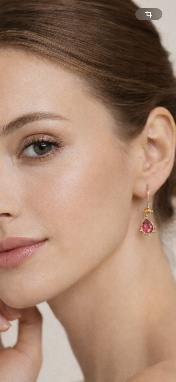 Bloucle d'oreilles Rose et Ambre