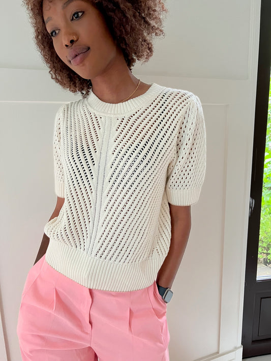 pull ecru été rose desbois