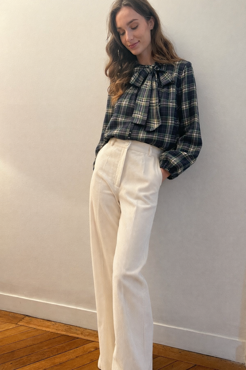 Blouse carreau rose desbois