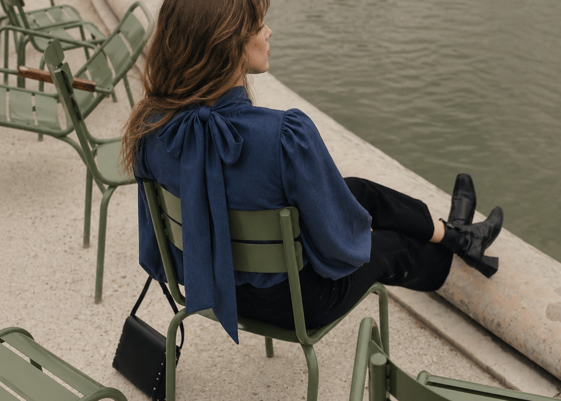 blouse rose desbois chambray col dos