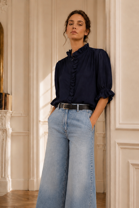 A - Blouse Trésor marine
